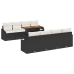 Conjunto de Comedor de Jardín de 9 Piezas con Cojines Rattan Negro Acacia