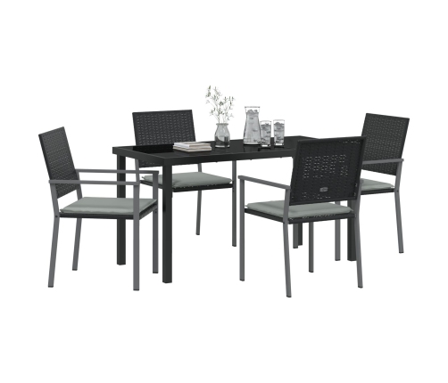 Juego de 3 Negro Rattan PE 54x62.5x89 cm Duradero