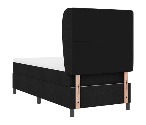 Cama Box Spring  con colchón Negro 100x200 cm Tela