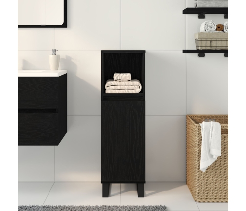 Armario de Baño  Negro Roble 30x30x100 cm Madera Elaborada
