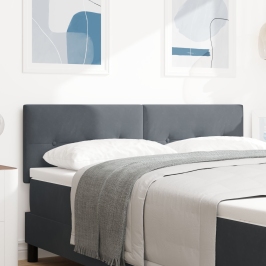 cabecera  con botones acolchados gris oscuro 140 cm de terciopelo
