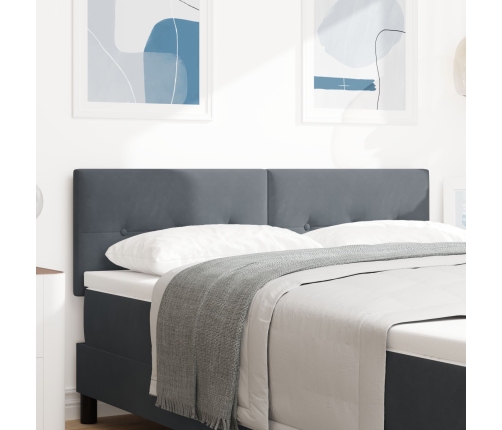 cabecera  con botones acolchados gris oscuro 140 cm de terciopelo