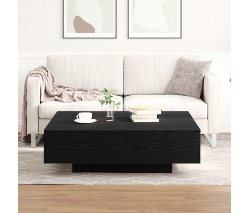 Mesa de café  negra, de roble, 100x100x31 cm, madera contrachapada