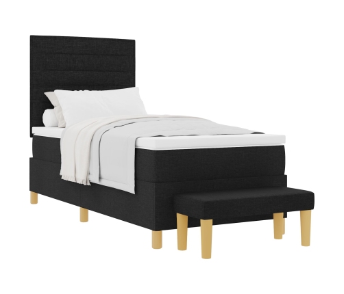 Cama con Base  con Colchón y Banco Negro 90x200 cm Tela