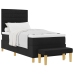 Cama con Base  con Colchón y Banco Negro 90x200 cm Tela
