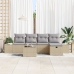Conjunto de Sofá de Jardín  de 6 Piezas con Cojines Beige Poliratán