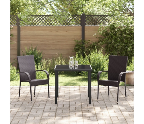 Juego de Comedor de Jardín de 3 Piezas Marrón Poliratán