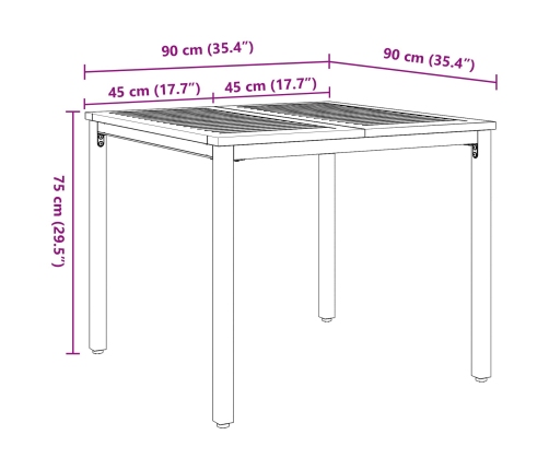 Juego de Comedor de Jardín de 5 Piezas de Madera Sólida de Acacia y Metal