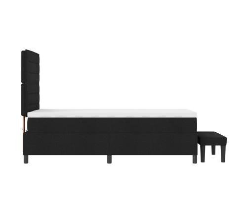 Cama Box Spring  con Colchón y Banco Negro 90x200 cm Tela