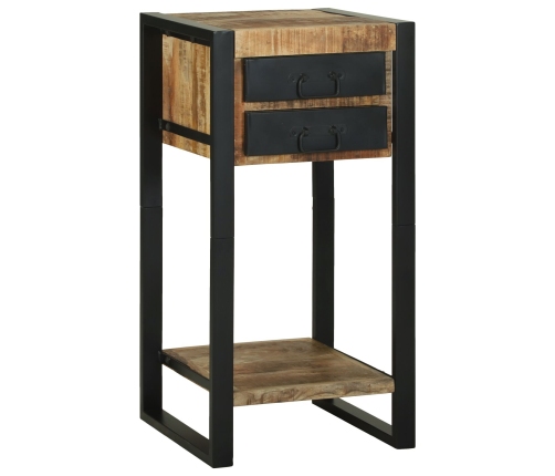 Mesas Auxiliares  Madera natural y negra Madera sólida de mango, Metal