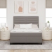 Cama con Box Spring  y colchón taupe 140x190 cm tela