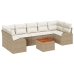 Set de Sofá de Jardín de 8 Piezas con Cojines Beige Poliratán