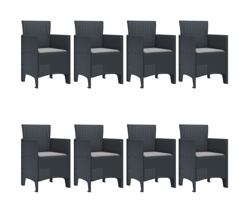 Juego de Comedor de Jardín de 9 Piezas con Cojines Anthracite Poliratan