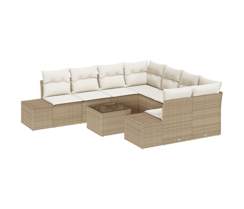 Juego de Sofá de Jardín Set de 9 Beige y Crema Ratán Sintético