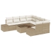 Juego de Sofá de Jardín Set de 9 Beige y Crema Ratán Sintético