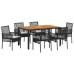 Conjunto de Comedor de Jardín  de 7 Piezas con Cojines Negro Polirratán