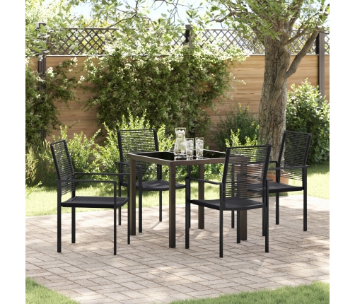 Juego de Comedor de Jardín de 5 piezas Negro Ratan de PVC