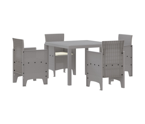 Juego de Comedor de 5 Piezas con Cojines Gris Claro Ratan Sintético