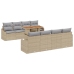 Juego de Comedor de Jardín de 9 Piezas con Cojines Beige Poliratán Acacia