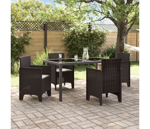 Silla de Jardín Set de 4 Marrón con cojín crema