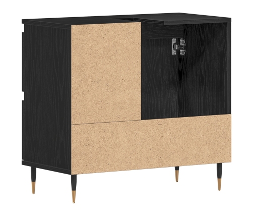 Cabinet de lavabo  Negro Roble 65x33x60 cm Madera elaborada