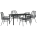 Juego de Comedor de Jardín  de 5 Piezas con Cojines Negro Poliratán