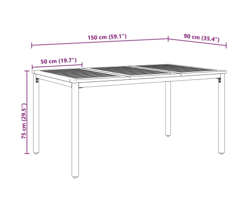 Juego de Comedor de Jardín 7 Piezas Negro Aluminio Resistente