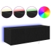 Cabinet de pared para TV  con luces LED Negro Roble 100x35x31 cm