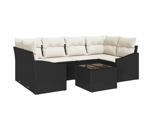 Conjunto de Sofá de Jardín  Conjunto de 7 Negro y Crema