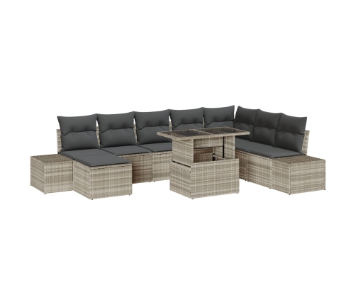 Set de Sofá de Jardín  9 Piezas Marrón claro, negro