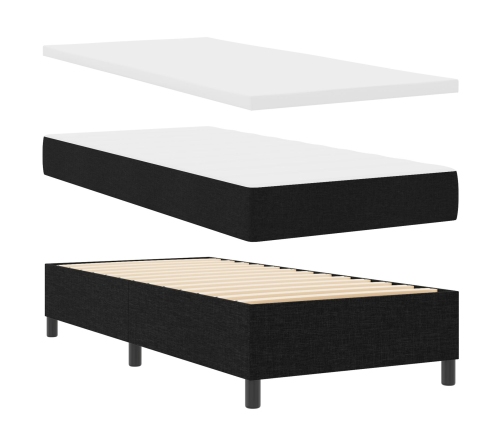Cama con somier y colchón negro 100x200 cm tela