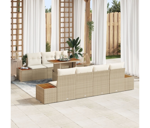 Conjunto de Sofás de Jardín  8 Piezas Beige y Blanco