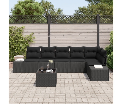 Conjunto de Sofás de Jardín de 7 Piezas con Cojines Beige Poliratán