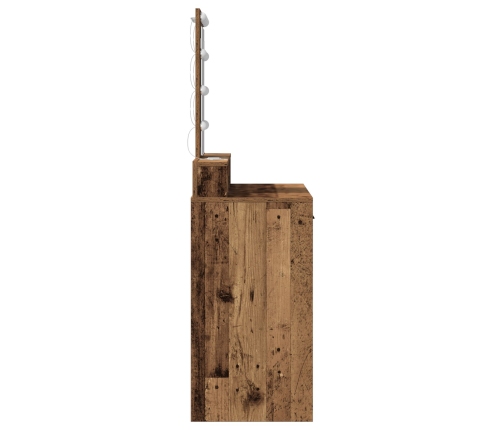 Mesa de Tocador  con Luces LED de Madera Vieja 100x41x140 cm