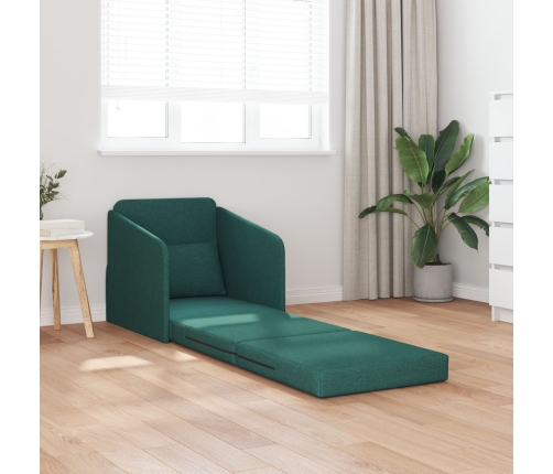 Sofá Cama de Suelo  2-en-1 Verde Oscuro 65x80x83 cm Tela