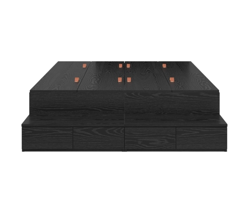 Estructura de Cama de Almacenamiento  Roble negro Madera Sólida