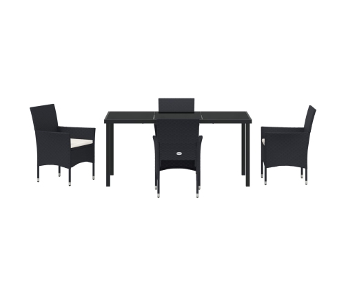 Conjunto de Comedor de Jardín de 5 Piezas Negro Poliratán