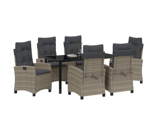 Conjunto de Comedor de Jardín de 7 Piezas  con Cojines Gris Poliratán