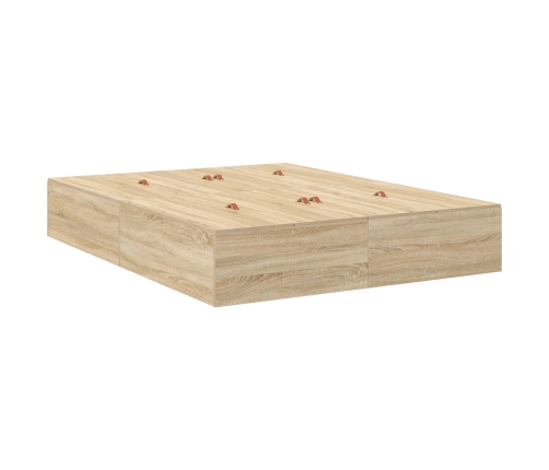 Cama  con Almacenamiento Roble Sonoma Madera elaborada 140 x 200 cm