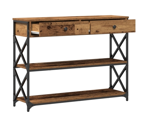 Mesa Consola  de Madera Vieja 100x28x75 cm de Madera Ingenierizada y Acero