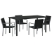 Juego de comedor de jardín de 5 piezas  con cojines de ratán negro