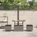 Conjunto de Comedor de Jardín de 3 Piezas con Cojines Gris en Poliratán y Acacia