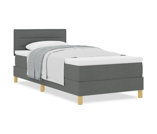 Cama Box Spring  con Colchón Gris Oscuro 100x200 cm Tela