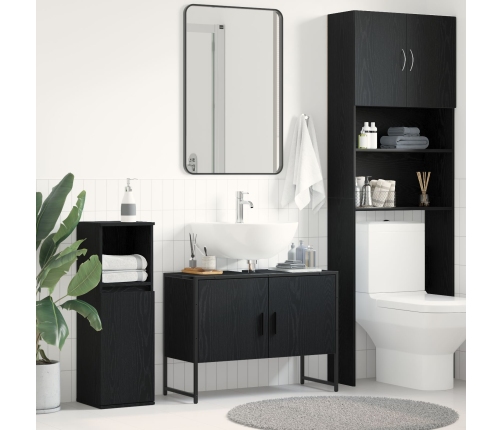 Armario de Lavabo de Baño  Roble Negro 80x33x60 cm Madera Contrachapada
