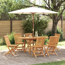 Conjunto de 7 Piezas de Comedor de Jardín de Madera Sólida de Teca