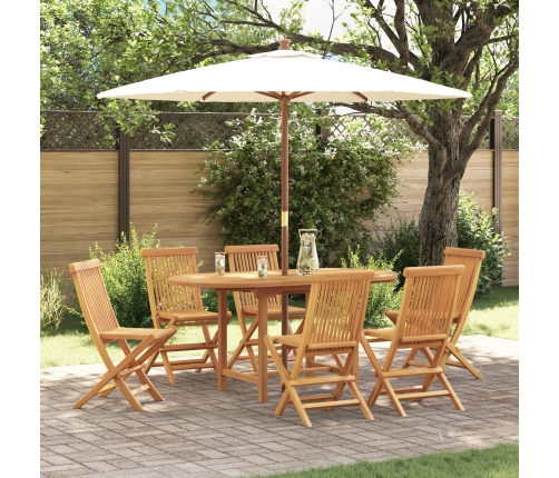 Conjunto de 7 Piezas de Comedor de Jardín de Madera Sólida de Teca