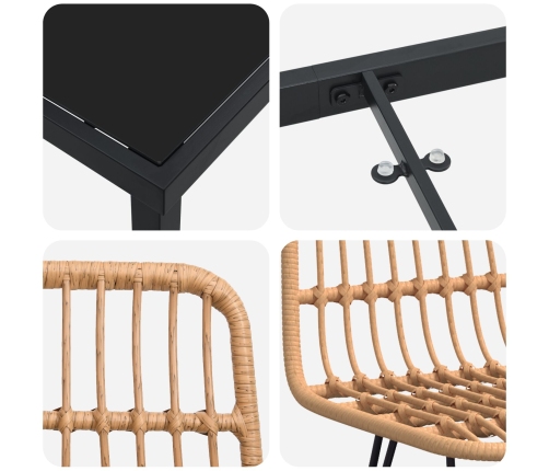 Conjunto de Comedor de Jardín  de 9 Piezas Marrón Poliratán