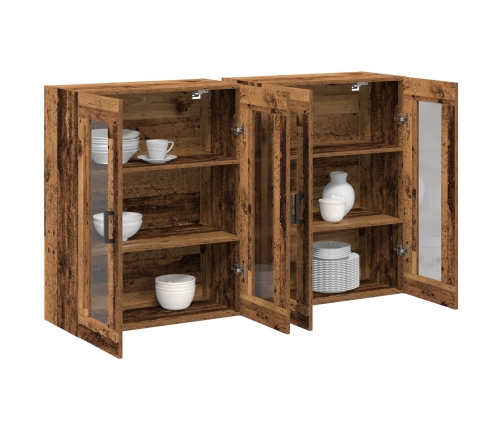 Cabinet Montado en la Pared Juego de 2 Madera antigua, negro