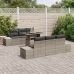 Conjunto de Sofás de Jardín de 7 Piezas con Cojines Gris Ratán Poliéster