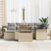 Conjunto de Comedor de Jardín de 7 Piezas con Cojines Beige de Ratán Sintético Acacia